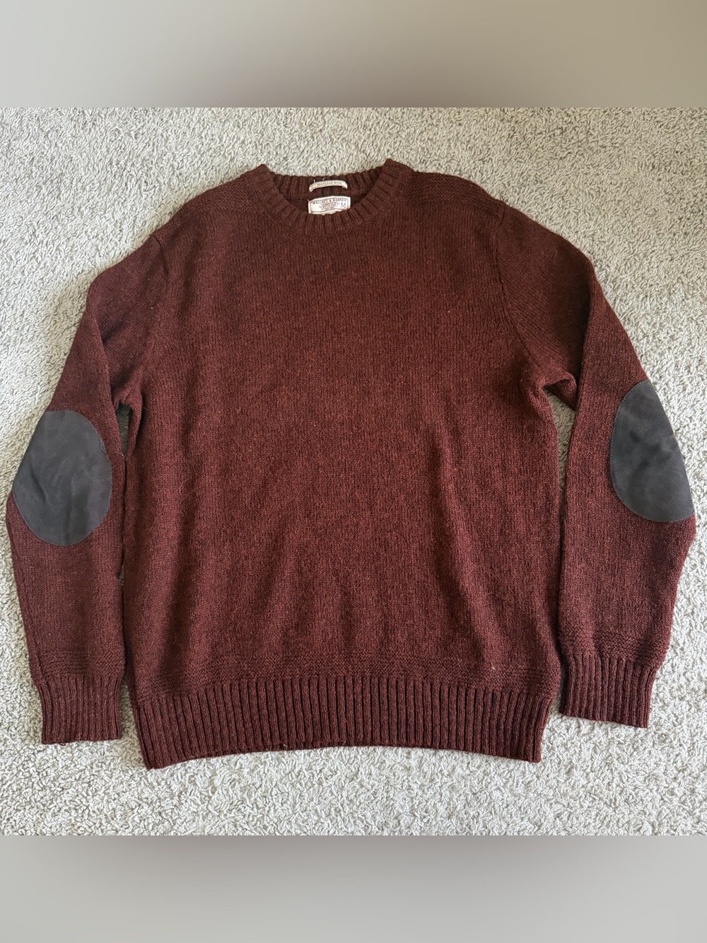 Wallace & Barnes Shetland Wool Elbow Leather Pads Sweater